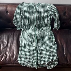 **READ** LUNYA NWOT Brushed Flannel Shirt Dress in Verdant Check Size M